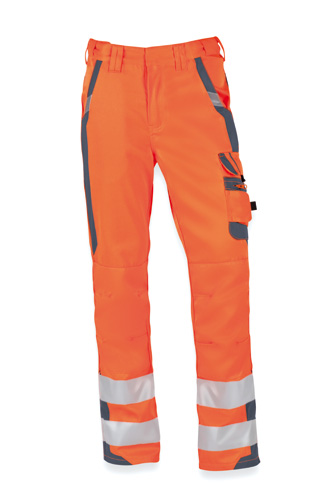 PKA Unisex Warnbundhose, Warnschutzhose orange/grau