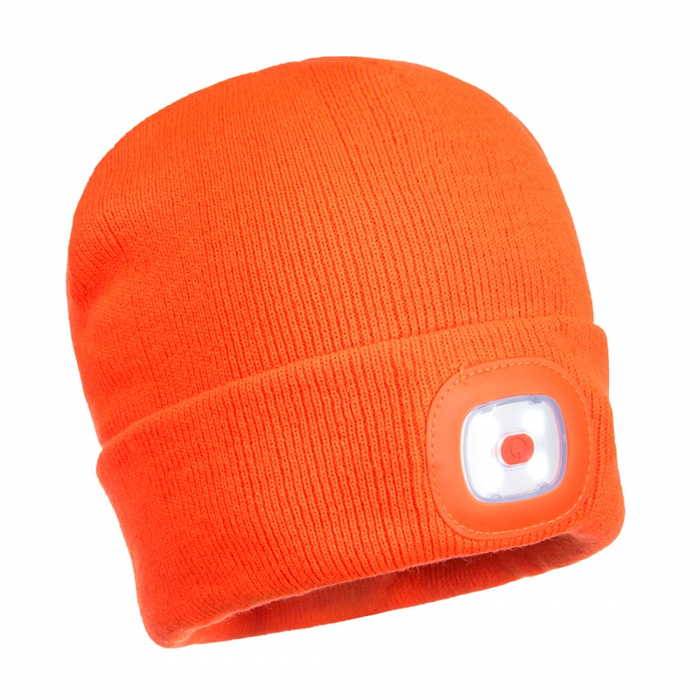Portwest Beanie B029,  mit LED Kopflicht, Orange