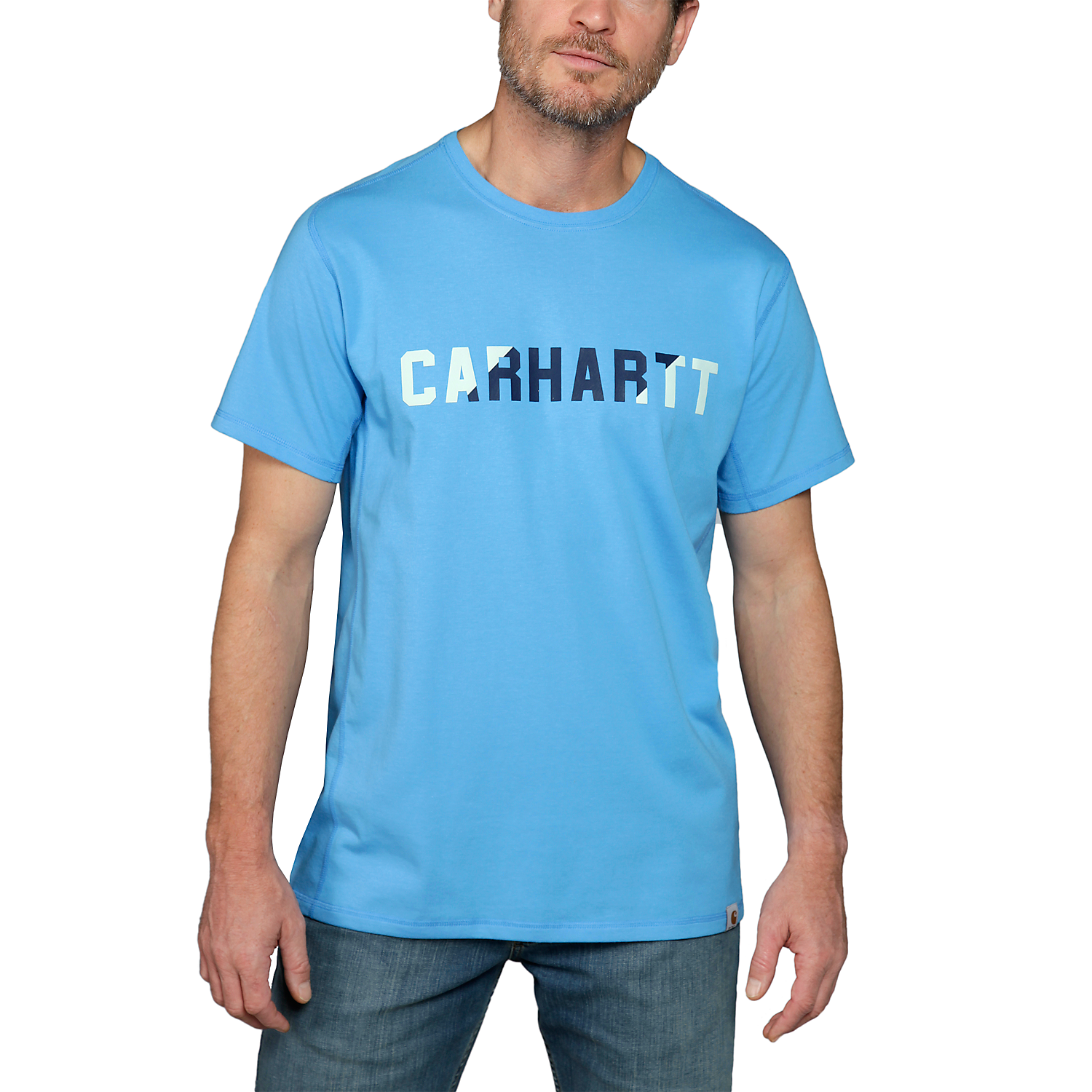 Carhartt T-Shirt Force Flex Block Logo, Azureblau