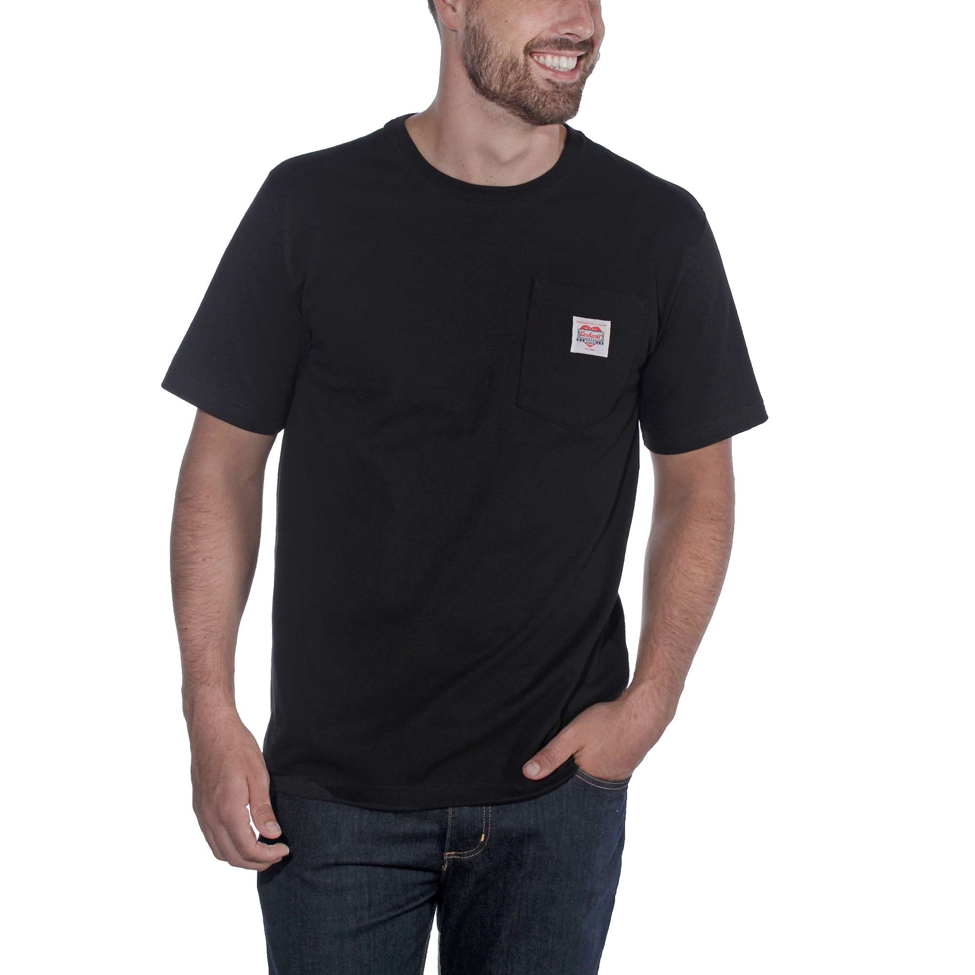 Carhartt Herren T-Shirt K87 mit Brusttasche, Schwarz