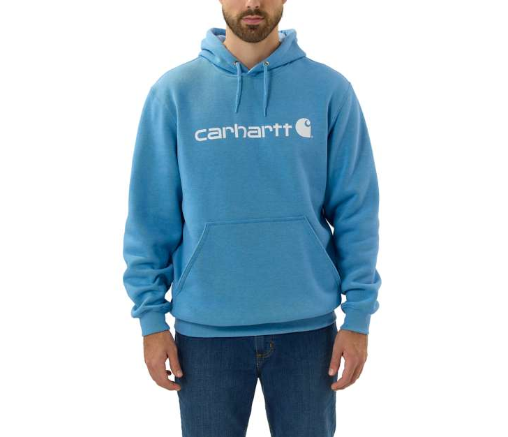 Carhartt Herren Hoodie, Hooded Logo Sweatshirt, Blue Lagoon
