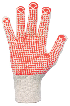 Handschuh Strick NANTONG rot genoppt 60%Polyamid/40%Baumwolle EN388-2241