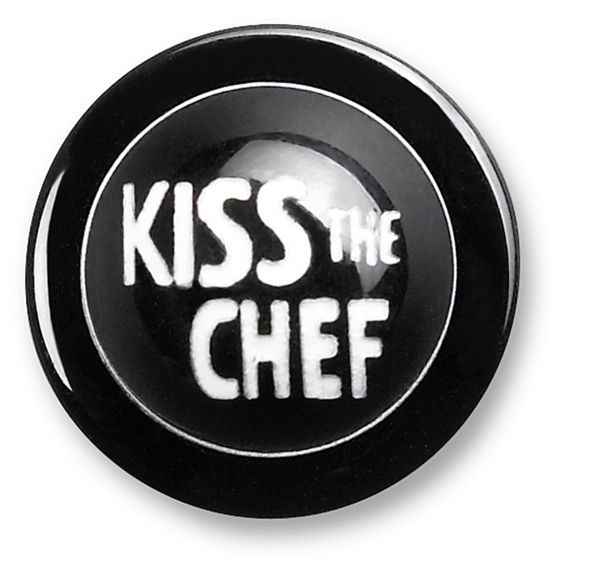 Kochjacke Kugelknöpfe, 12er Pack, Motiv "Kiss the Chef"