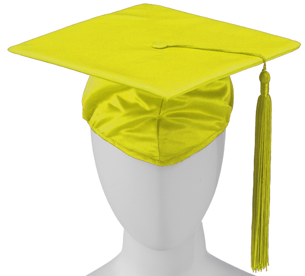 Kokott Doktorhut Gelb, Basic Graduation Cap, glänzend, mit Tassel