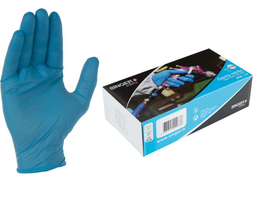 Handschuhe Nitril Einweggebauch blau Spenderbox mit 100 Handschuhen