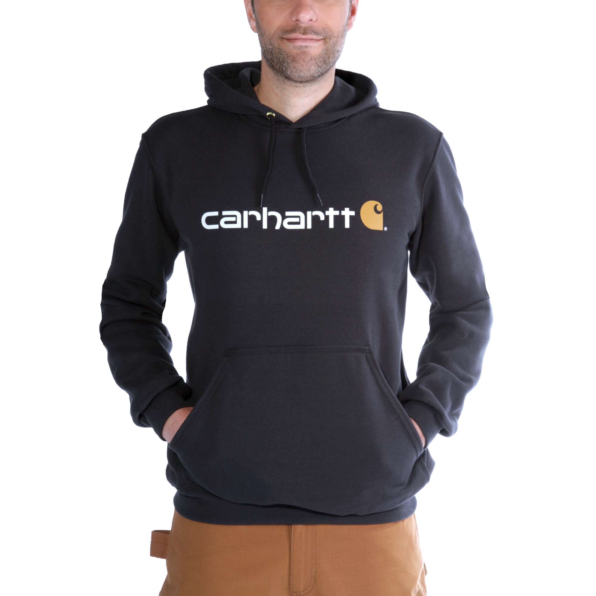 Carhartt Herren Hoodie, Hooded Logo Sweatshirt, Schwarz