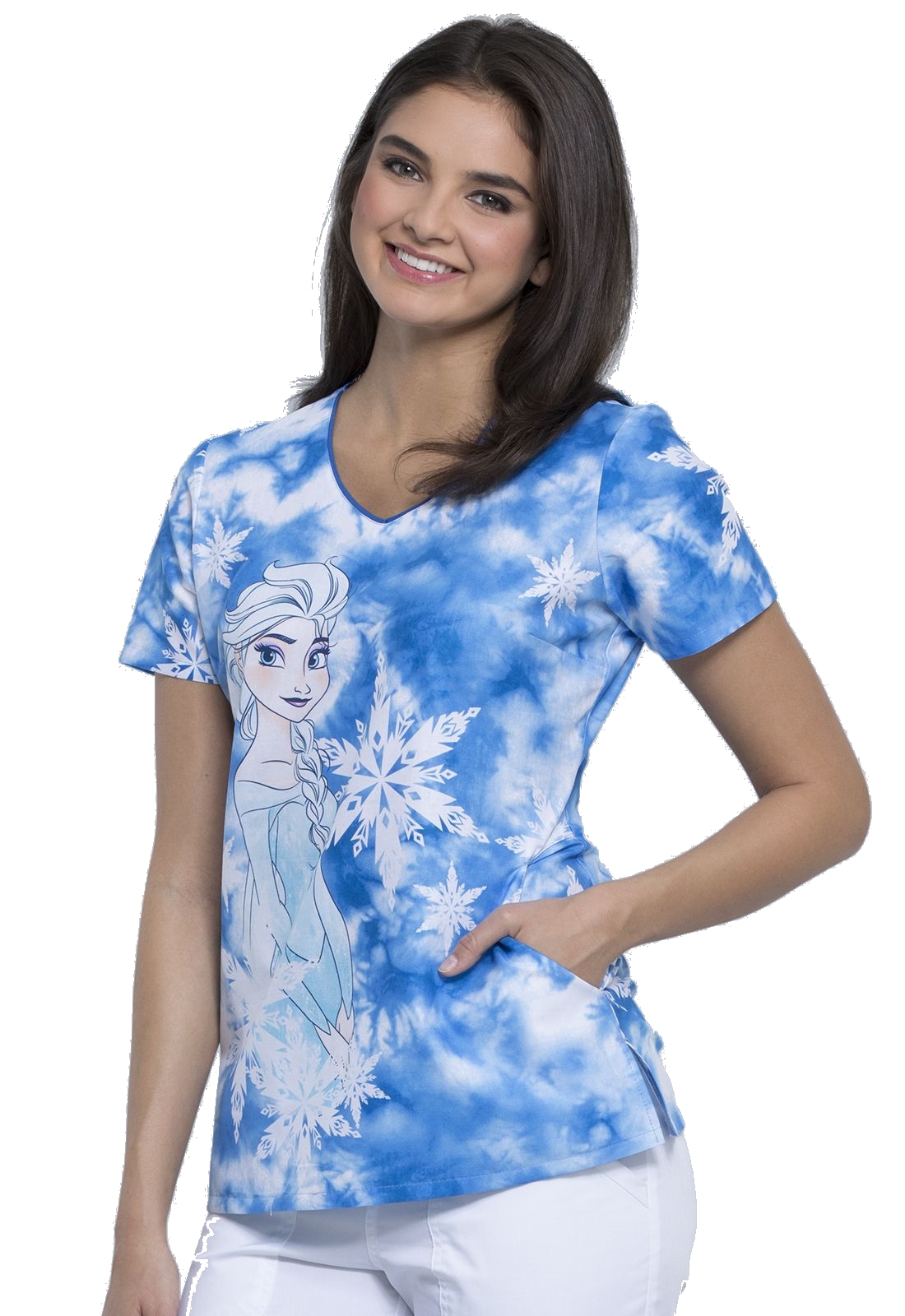 Cherokee Damen Kasack, Schlupfhemd mit Motiv "Elsa Frozen, Die Eiskönigin", V-Neck