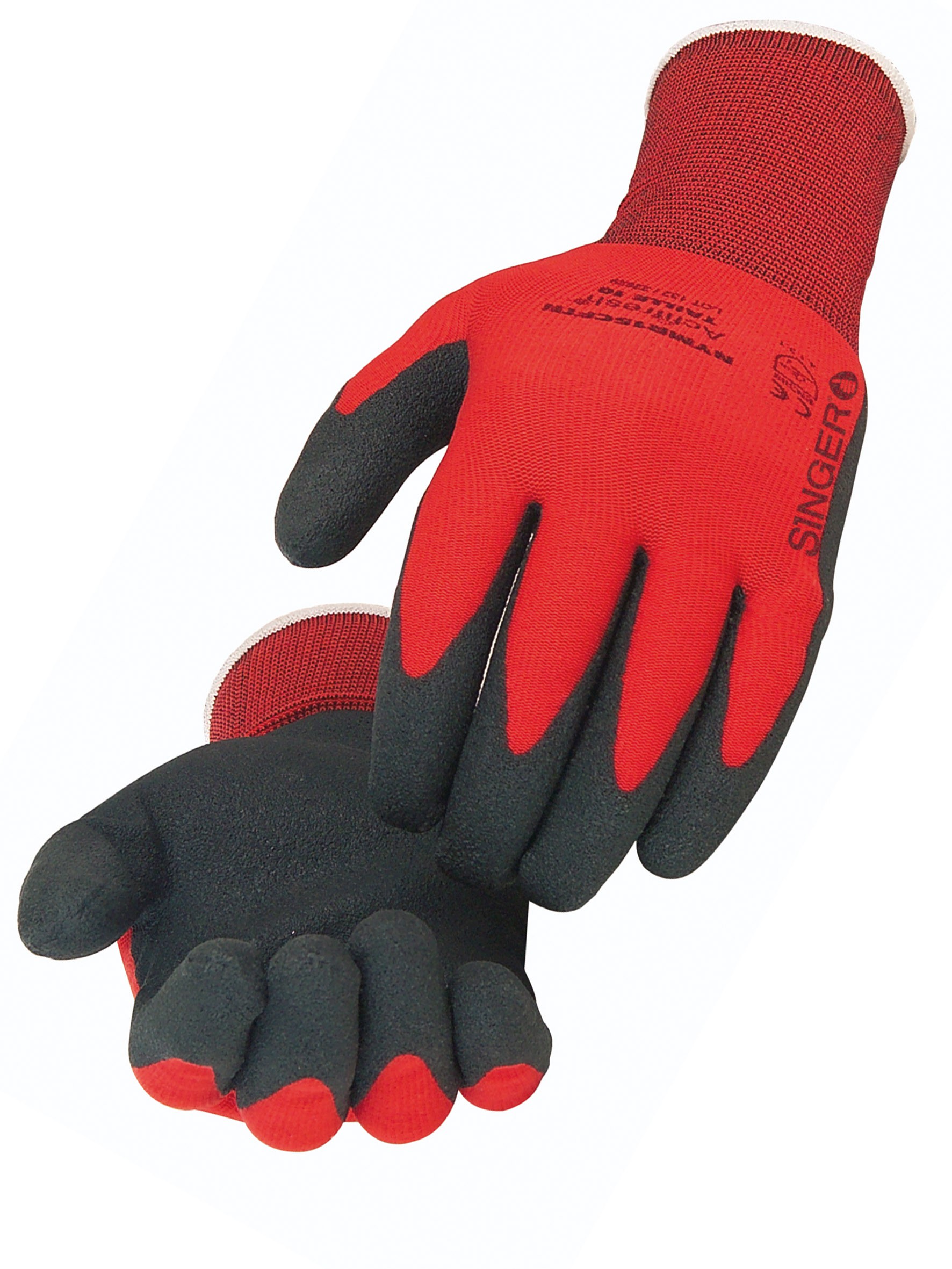 Handschuhe PVC rot/schwarz Träger Polyamid Teilbeschichtung PVC