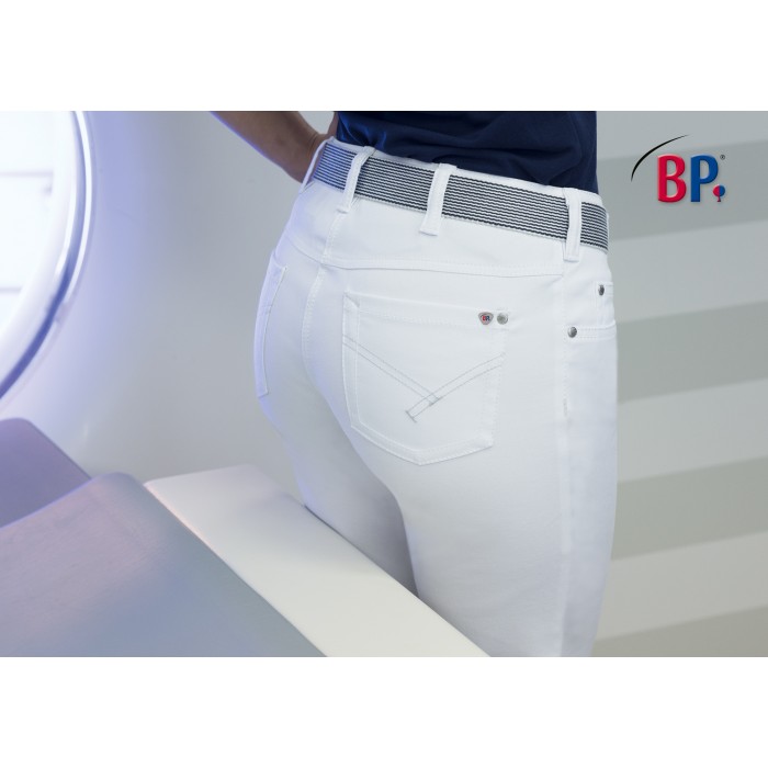 BP Damenjeans mit Taschen, weiß, elastisches Gewebe 