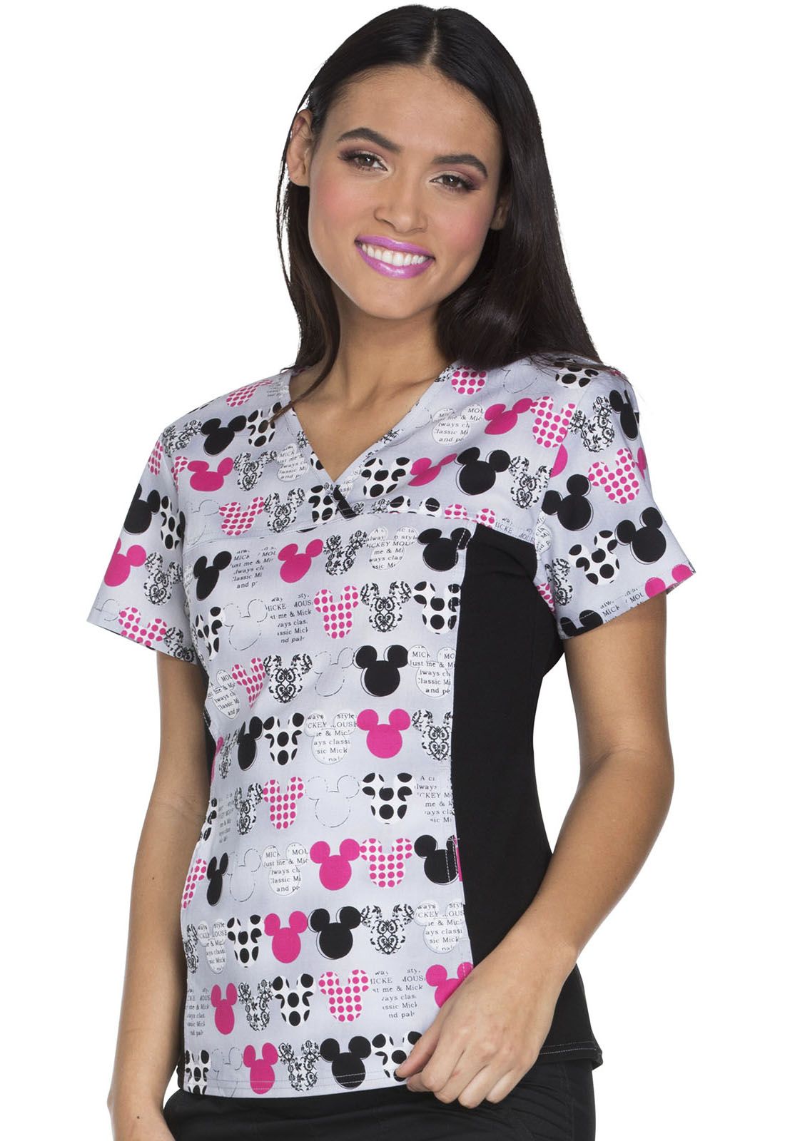 Cherokee Damen Kasack, Schlupfhemd mit Motiv "Mickey Mouse", V-Neck