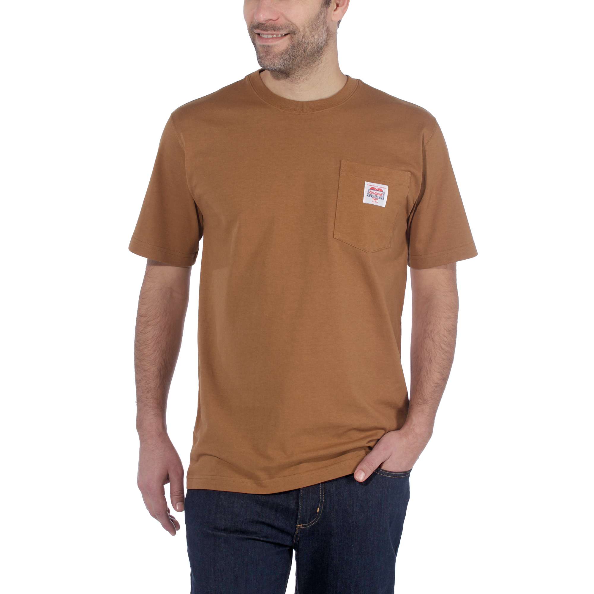 Carhartt Herren T-Shirt K87 mit Brusttasche, Carhartt Braun