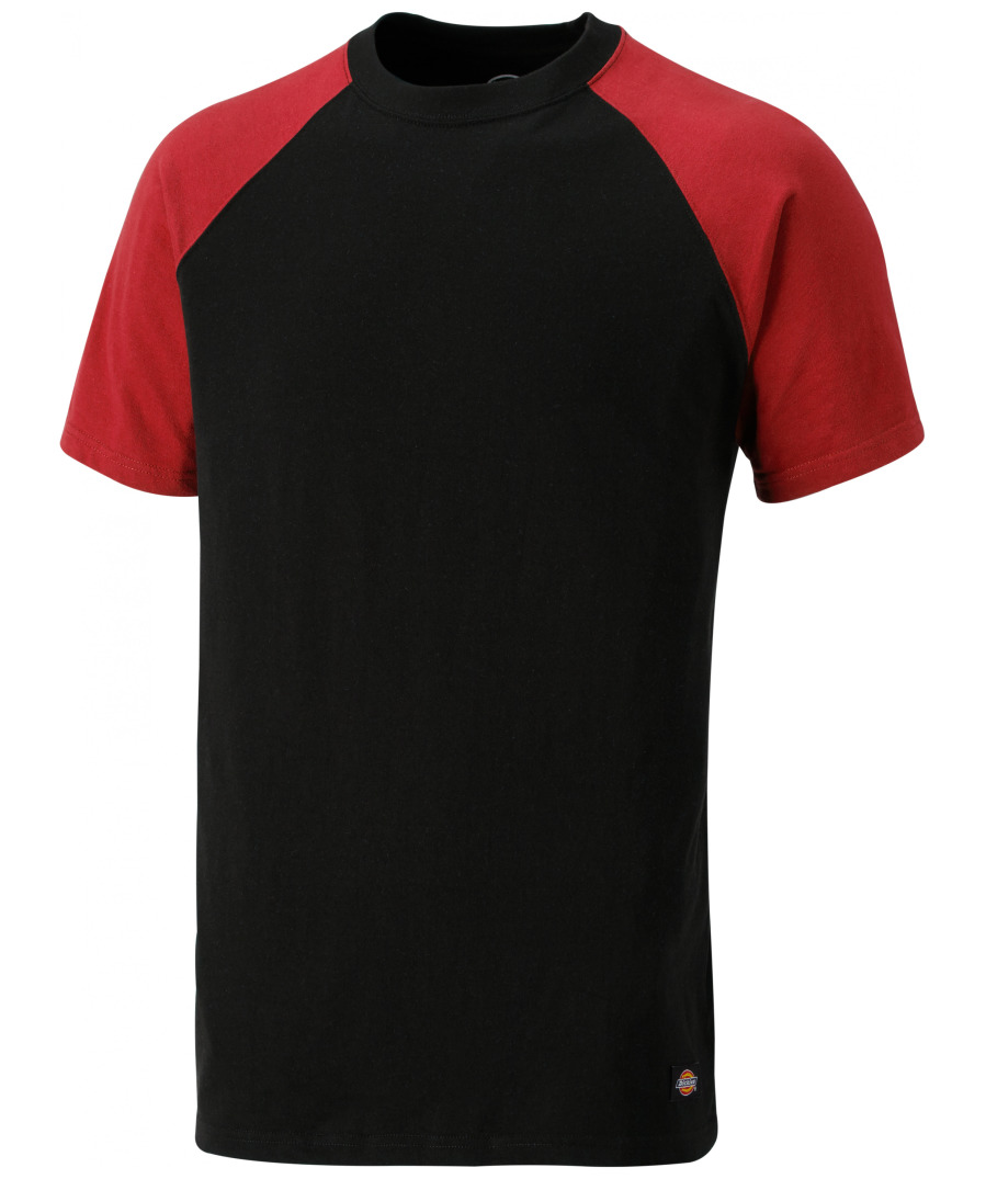 Dickies Unisex T-Shirt Two Tone, schwarz/rot, 100% Baumwolle, Slim Fit