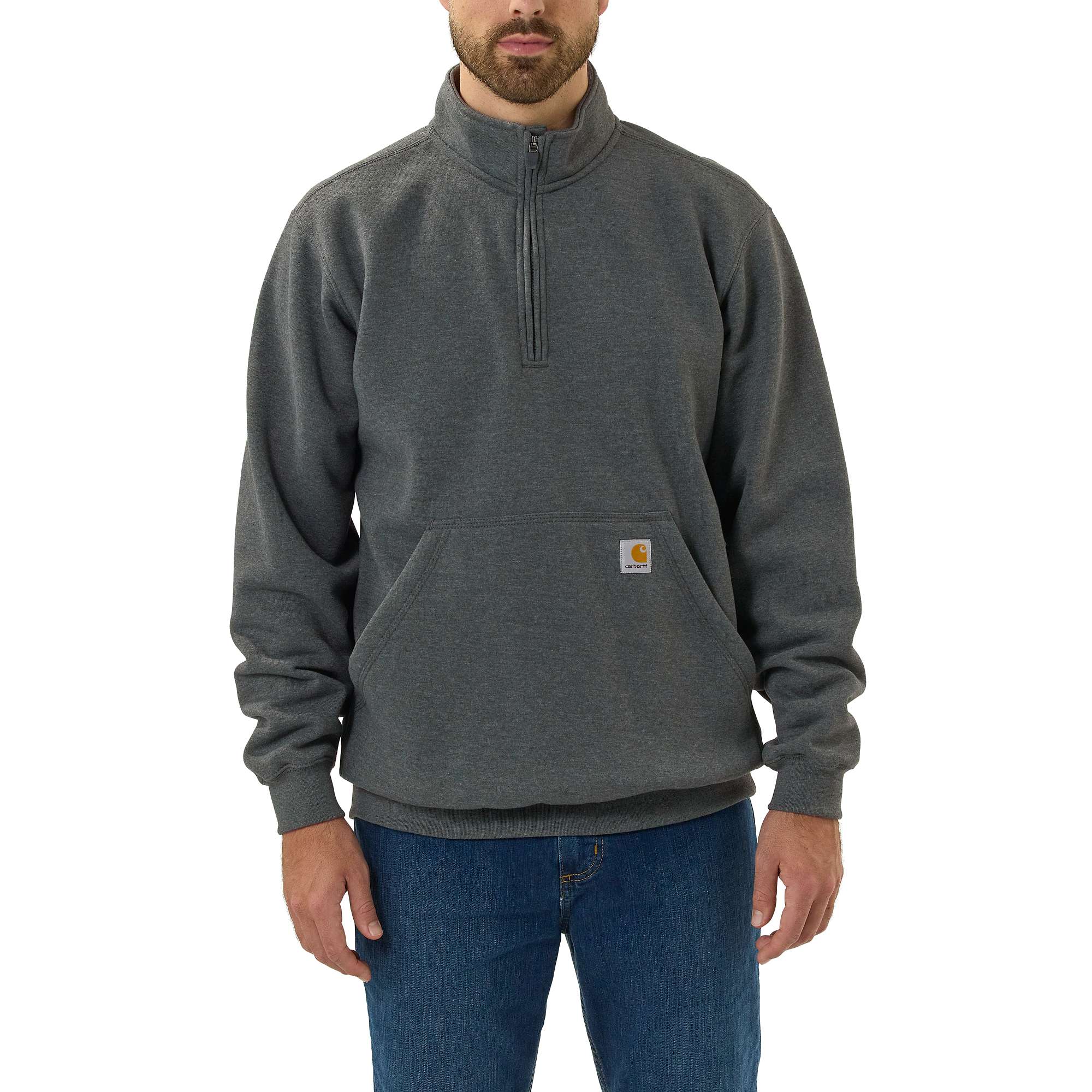 Carhartt Herren Sweatshirt mit Viertelreißverschluss, Quarter Zip, Carbon (Grau)